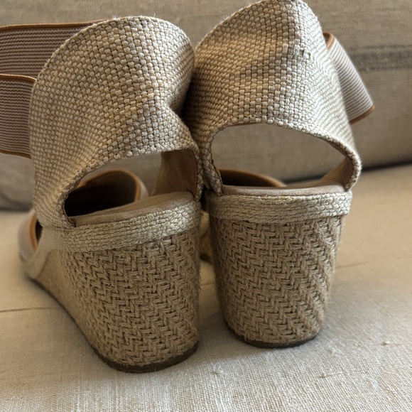 Anne Klein Beige Elastic Ankle Wedge Espadrilles - Picture 6 of 9